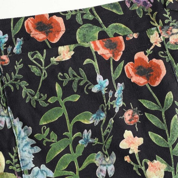 Lightweight Corduroy Floral Wide Leg Jumpsuit Overalls - Picture 4 of 8